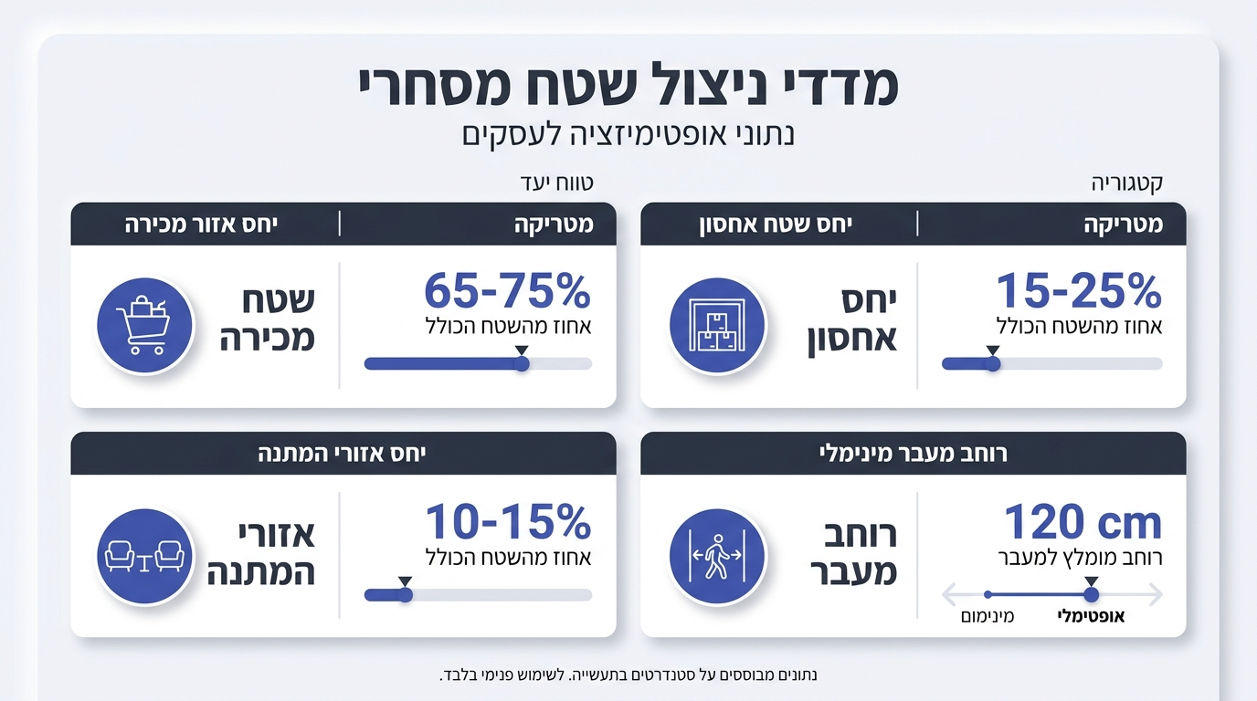טבלת מדדי ניצול שטח מומלצים לחללים מסחריים
