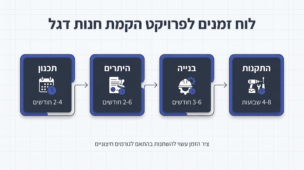לוחות זמנים להקמת חנות דגל - שלבי התכנון והביצוע