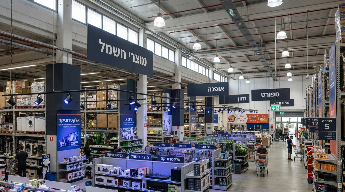 תאורה ושילוט בחנות מחסן - הכוונה נכונה וחווית קנייה משופרת