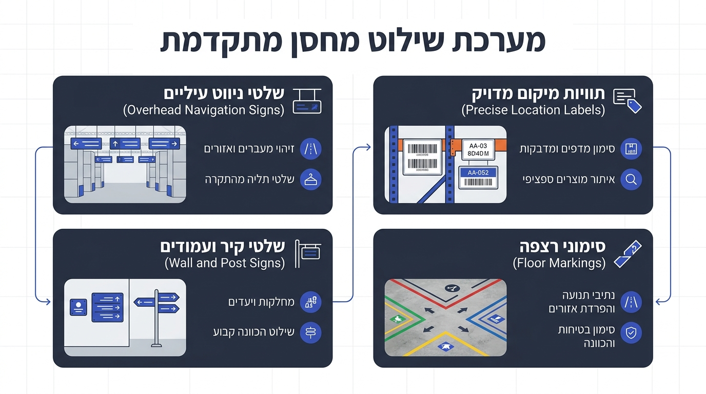 סוגי שילוט ניווט במחסן ומתי להשתמש בכל סוג